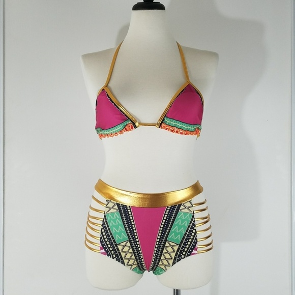 tribal print two-piece bikini  bathing suit - Picture 1 of 7